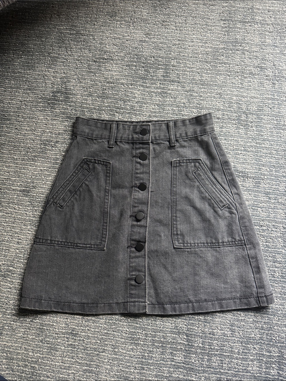 Sage Women's Gray/black wash jean Button Front Mini Skirt Size XS